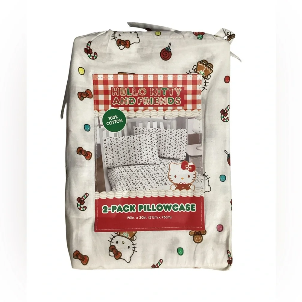 Hello Kitty Gingerbread Candy Cane Christmas 2-Pack Standard Cotton Pillow Cases
